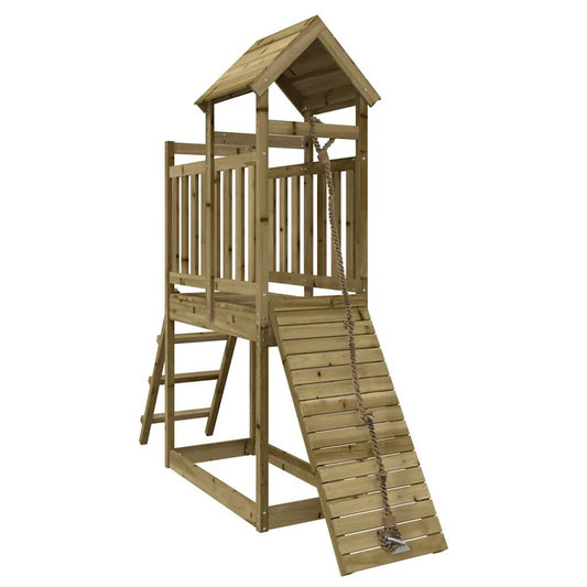 Playhouse with Climbing Wall Impregnated Wood Pine Playhouse with Climbing Wall Impregnated Wood Pine