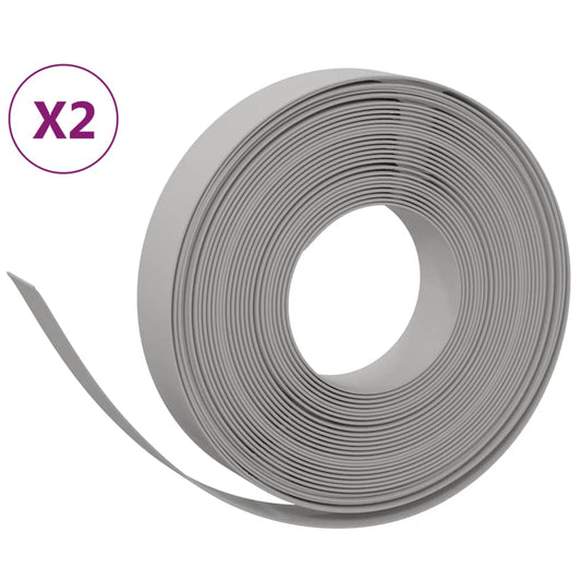 Garden Edgings 2 pcs Grey 10 m 10 cm Polyethylene Garden Edgings 2 pcs Grey 10 m 10 cm Polyethylene