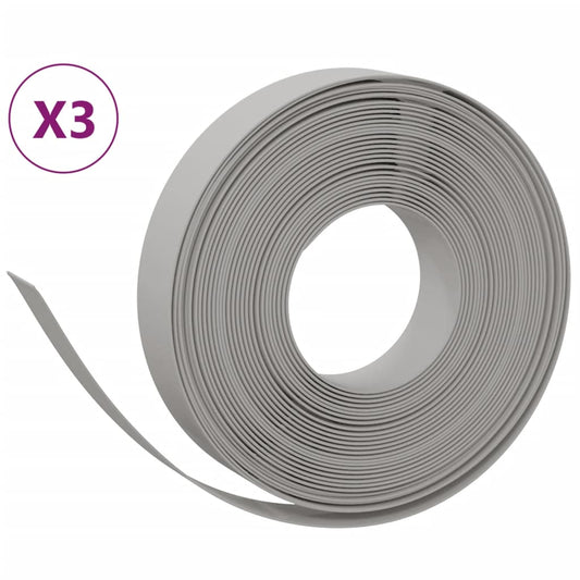 Garden Edgings 3 pcs Grey 10 m 10 cm Polyethylene Garden Edgings 3 pcs Grey 10 m 10 cm Polyethylene