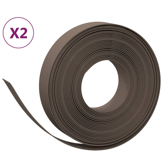 Garden Edgings 2 pcs Brown 10 m 10 cm Polyethylene Garden Edgings 2 pcs Brown 10 m 10 cm Polyethylene