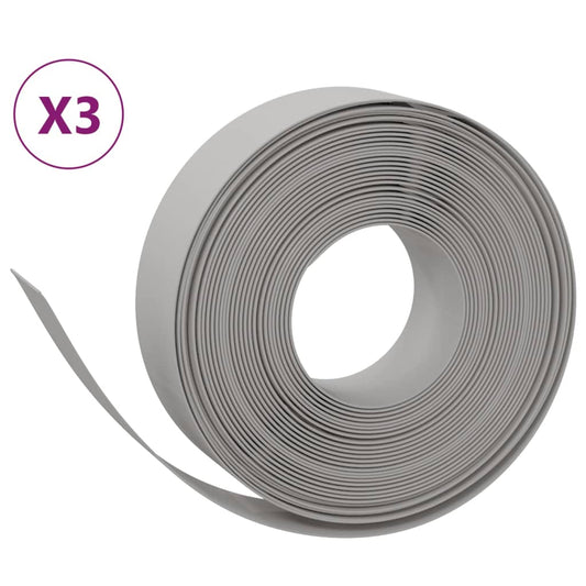 Garden Edgings 3 pcs Grey 10 m 15 cm Polyethylene Garden Edgings 3 pcs Grey 10 m 15 cm Polyethylene