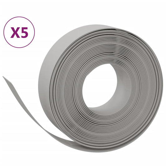 Garden Edgings 5 pcs Grey 10 m 15 cm Polyethylene Garden Edgings 5 pcs Grey 10 m 15 cm Polyethylene