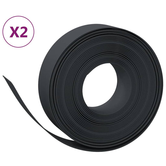 Garden Edgings 2 pcs Black 10 m 15 cm Polyethylene Garden Edgings 2 pcs Black 10 m 15 cm Polyethylene
