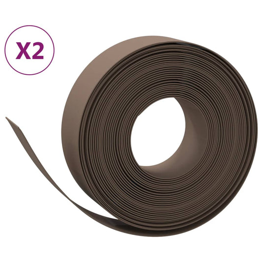 Garden Edgings 2 pcs Brown 10 m 15 cm Polyethylene Garden Edgings 2 pcs Brown 10 m 15 cm Polyethylene