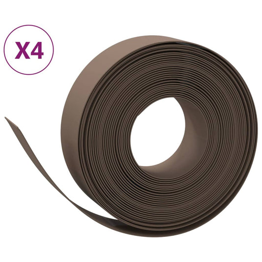 Garden Edgings 4 pcs Brown 10 m 15 cm Polyethylene Garden Edgings 4 pcs Brown 10 m 15 cm Polyethylene