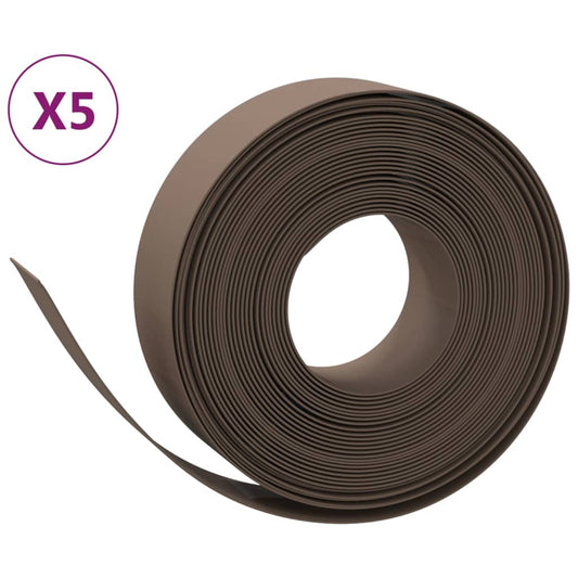 Garden Edgings 5 pcs Brown 10 m 15 cm Polyethylene Garden Edgings 5 pcs Brown 10 m 15 cm Polyethylene