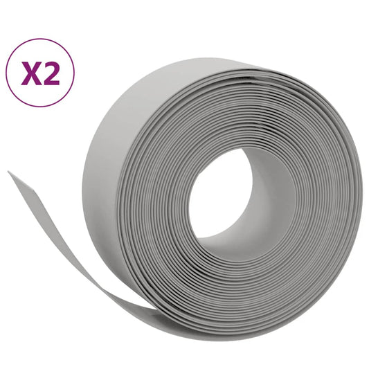 Garden Edgings 2 pcs Grey 10 m 20 cm Polyethylene Garden Edgings 2 pcs Grey 10 m 20 cm Polyethylene