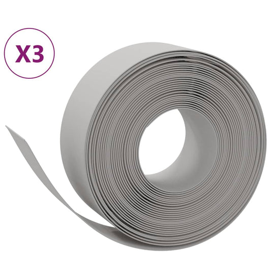 Garden Edgings 3 pcs Grey 10 m 20 cm Polyethylene Garden Edgings 3 pcs Grey 10 m 20 cm Polyethylene