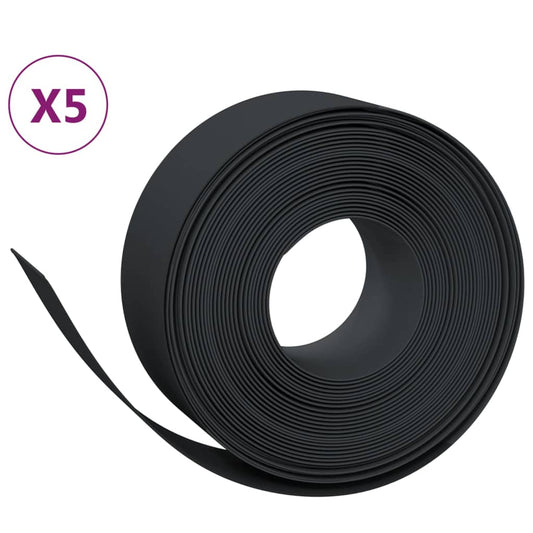 Garden Edgings 5 pcs Black 10 m 20 cm Polyethylene Garden Edgings 5 pcs Black 10 m 20 cm Polyethylene