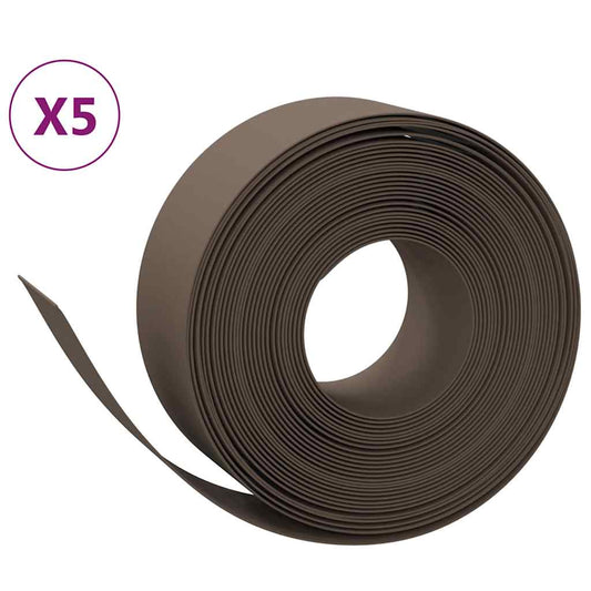 Garden Edgings 5 pcs Brown 10 m 20 cm Polyethylene Garden Edgings 5 pcs Brown 10 m 20 cm Polyethylene