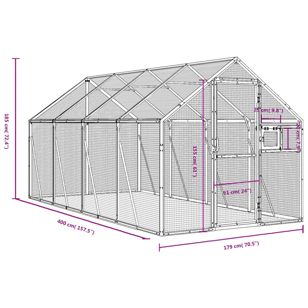 Aviary Anthracite 1,79x4x1,85 m Aluminium