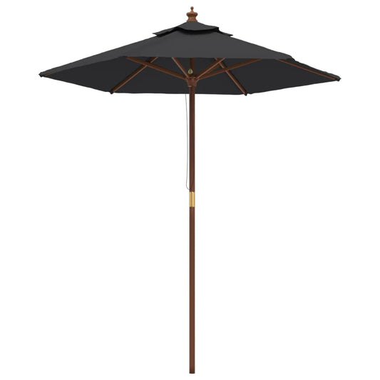 Garden Parasol with Wooden Pole Black 196x231 cm Garden Parasol with Wooden Pole Black 196x231 cm