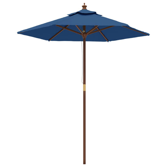Garden Parasol with Wooden Pole Azure Blue 196x231 cm Garden Parasol with Wooden Pole Azure Blue 196x231 cm