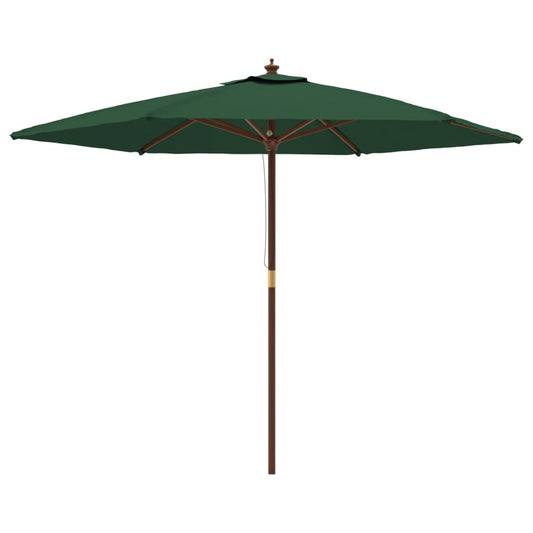 Garden Parasol with Wooden Pole Green 299x240 cm Garden Parasol with Wooden Pole Green 299x240 cm