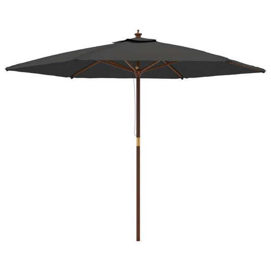 Garden Parasol with Wooden Pole Anthracite 299x240 cm Garden Parasol with Wooden Pole Anthracite 299x240 cm