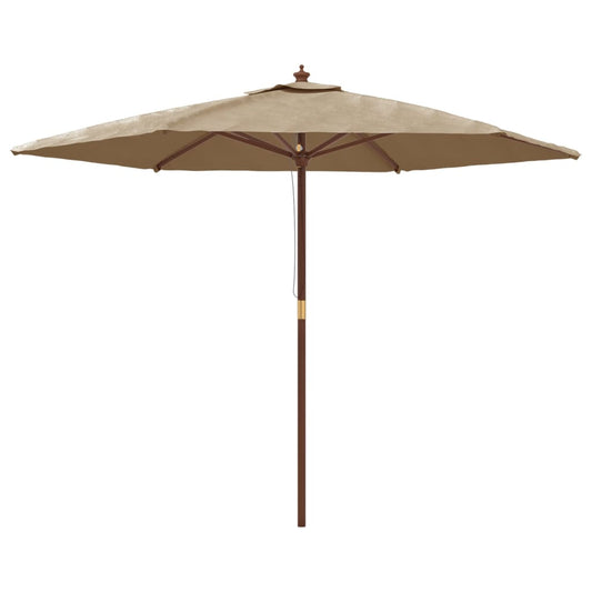Garden Parasol with Wooden Pole Taupe 299x240 cm Garden Parasol with Wooden Pole Taupe 299x240 cm