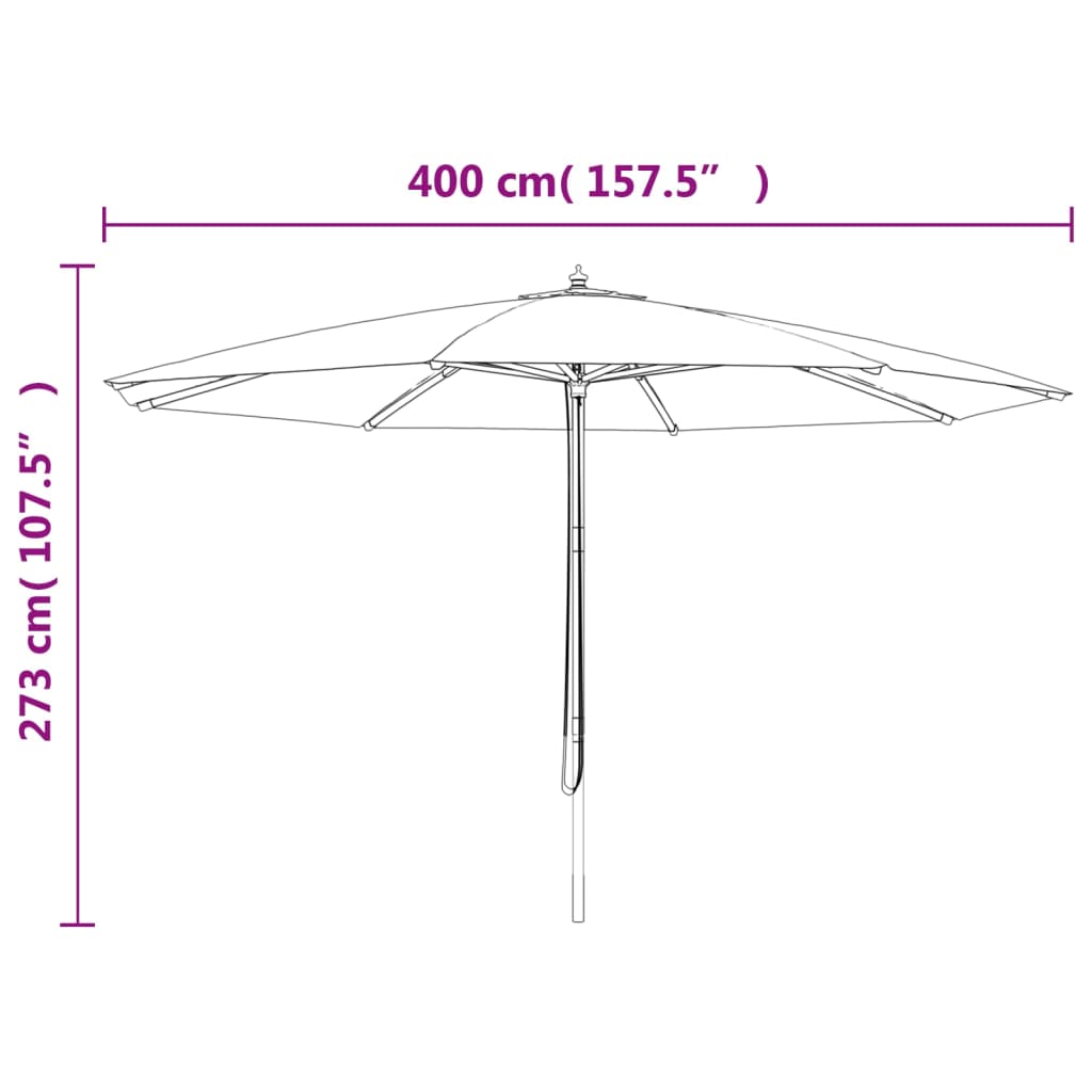 Garden Parasol with Wooden Pole Azure Blue 400x273 cm