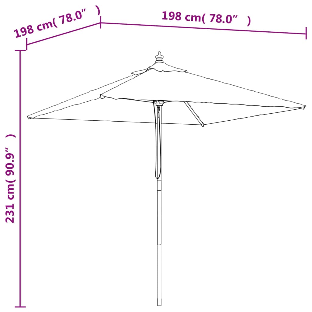 Garden Parasol with Wooden Pole Green 198x198x231 cm