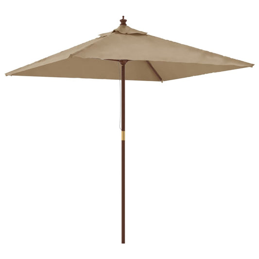 Garden Parasol with Wooden Pole Taupe 198x198x231 cm Garden Parasol with Wooden Pole Taupe 198x198x231 cm