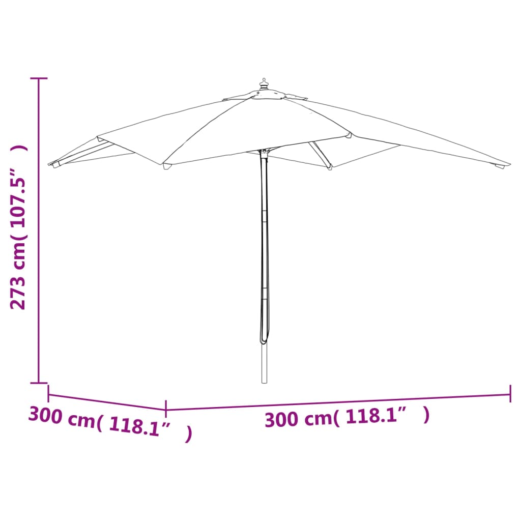 Garden Parasol with Wooden Pole Anthracite 300x300x273 cm