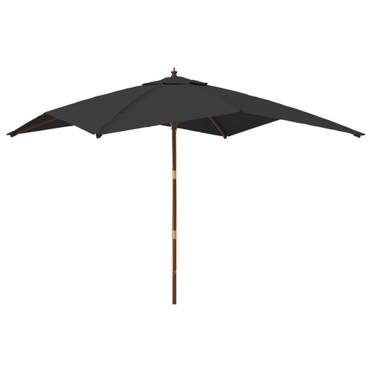 Garden Parasol with Wooden Pole Black 300x300x273 cm Garden Parasol with Wooden Pole Black 300x300x273 cm