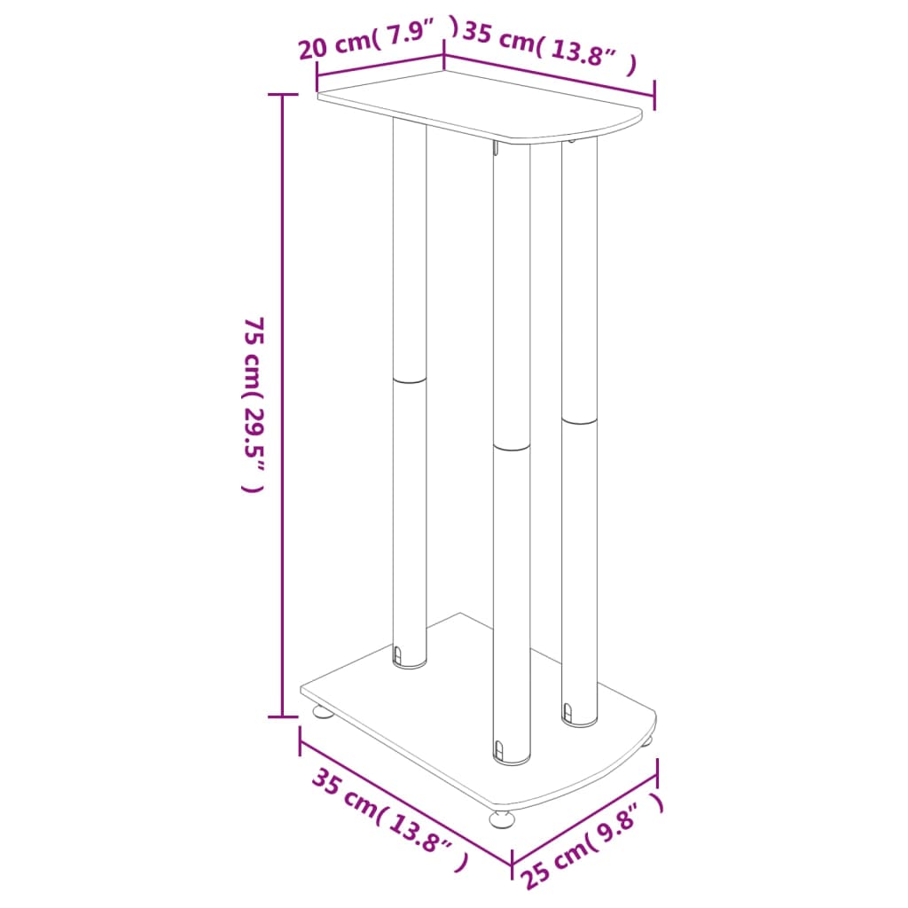 Speaker Stands 2pcs Black&Silver 3 Pillars Design