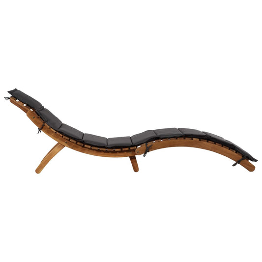 Sun Lounger with Dark Grey Cushions Solid Wood Acacia Sun Lounger with Dark Grey Cushions Solid Wood Acacia