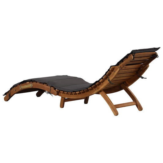 Sun Lounger with Dark Grey Cushions Solid Wood Acacia Sun Lounger with Dark Grey Cushions Solid Wood Acacia