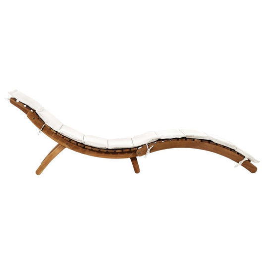 Sun Lounger with Cream Cushions Solid Wood Acacia Sun Lounger with Cream Cushions Solid Wood Acacia