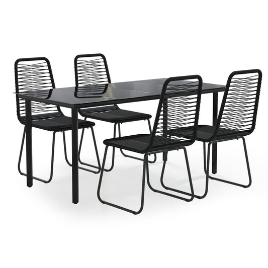 5 Piece Garden Dining Set Black 5 Piece Garden Dining Set Black
