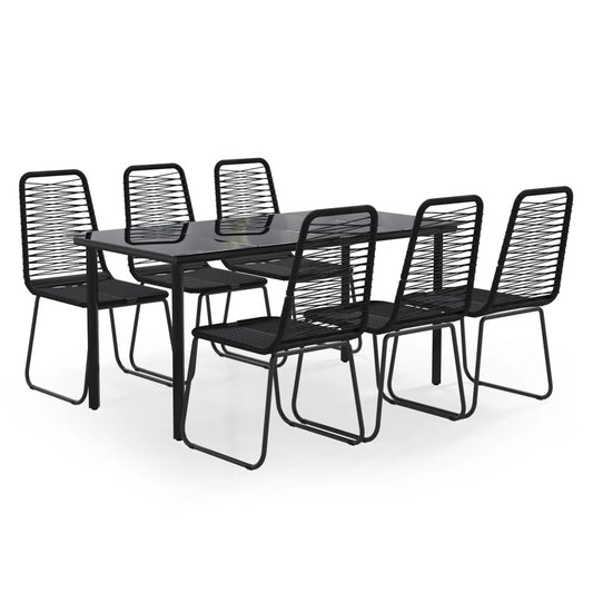 7 Piece Garden Dining Set Black 7 Piece Garden Dining Set Black