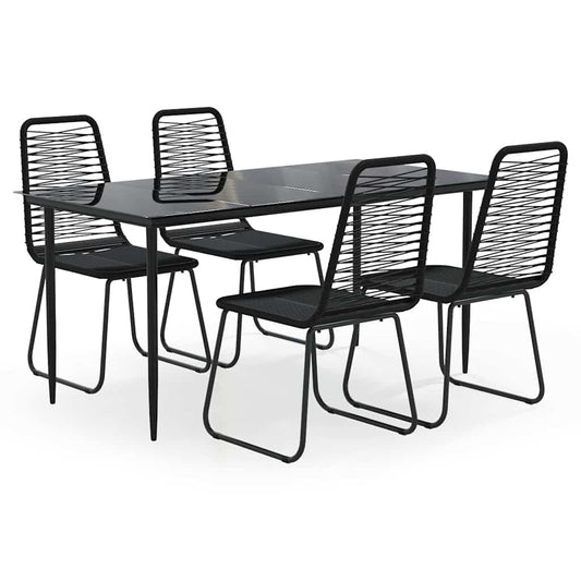 5 Piece Garden Dining Set Black 5 Piece Garden Dining Set Black