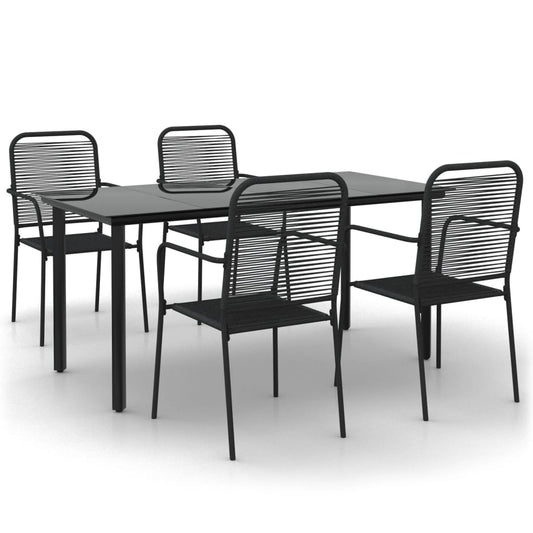 5 Piece Garden Dining Set Black Cotton Rope and Steel 5 Piece Garden Dining Set Black Cotton Rope and Steel