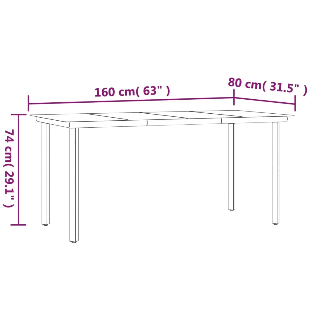 7 Piece Garden Dining Set Black Cotton Rope and Steel