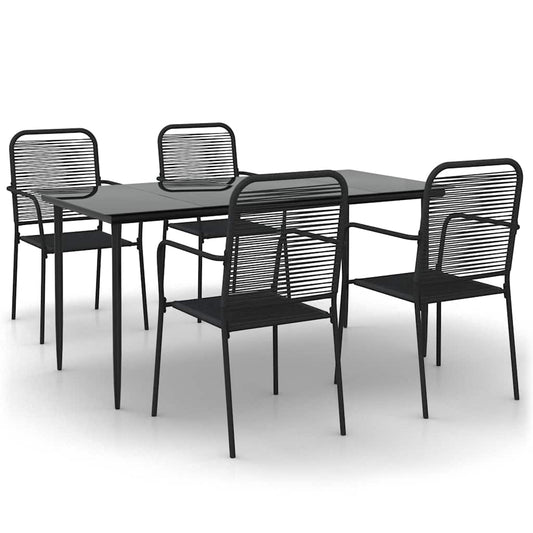 Garden Dining Set | Black | Cotton Rope | Medium | Stackable | Dining Set Garden Dining Set | Black | Cotton Rope | Medium | Stackable | Dining Set