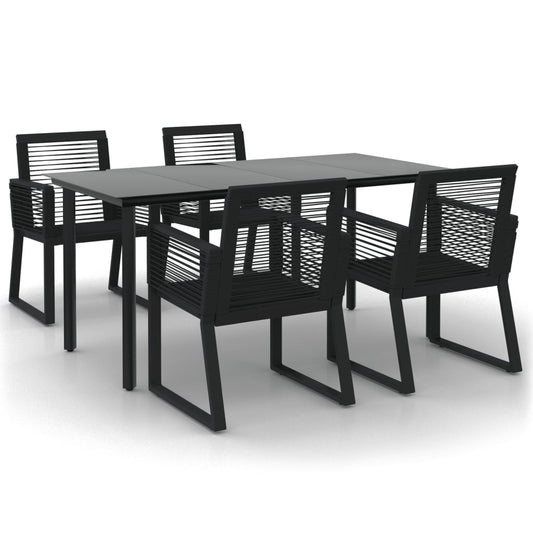 5 Piece Garden Dining Set Black PVC Rattan 5 Piece Garden Dining Set Black PVC Rattan