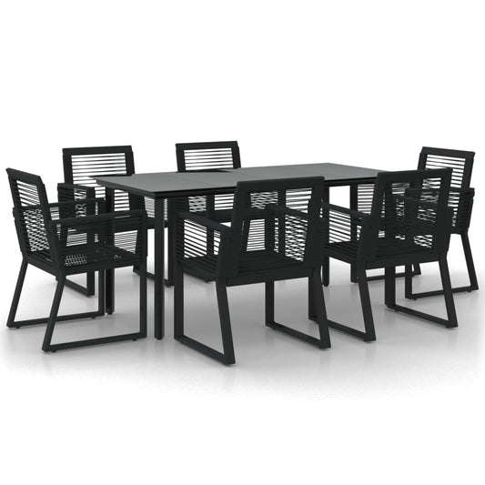 7 Piece Garden Dining Set Black PVC Rattan 7 Piece Garden Dining Set Black PVC Rattan