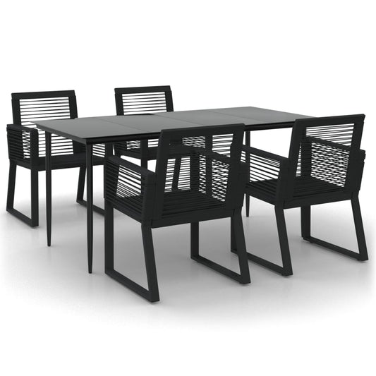 5 Piece Garden Dining Set Black PVC Rattan 5 Piece Garden Dining Set Black PVC Rattan