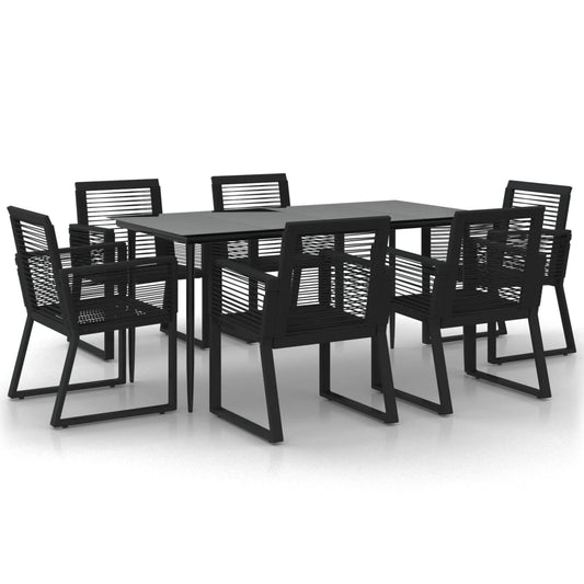 Garden Dining Set | Black | PVC Rattan | 7 Piece Set | Durable Garden Dining Set | Black | PVC Rattan | 7 Piece Set | Durable