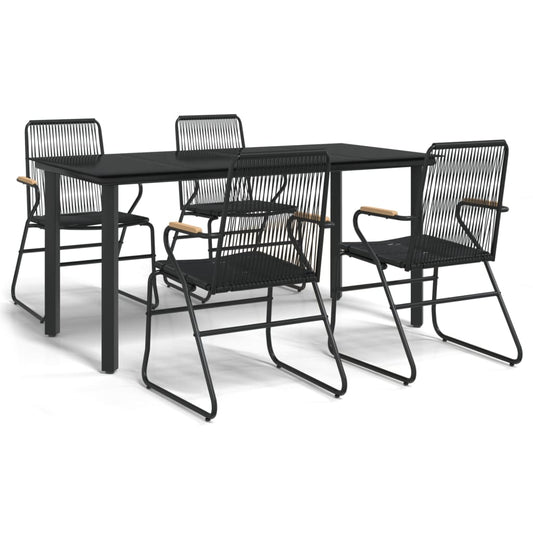 5 Piece Garden Dining Set Black PVC Rattan 5 Piece Garden Dining Set Black PVC Rattan