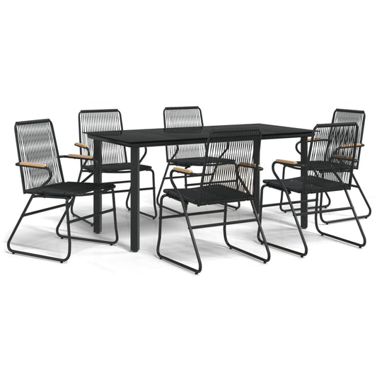 7 Piece Garden Dining Set Black PVC Rattan 7 Piece Garden Dining Set Black PVC Rattan