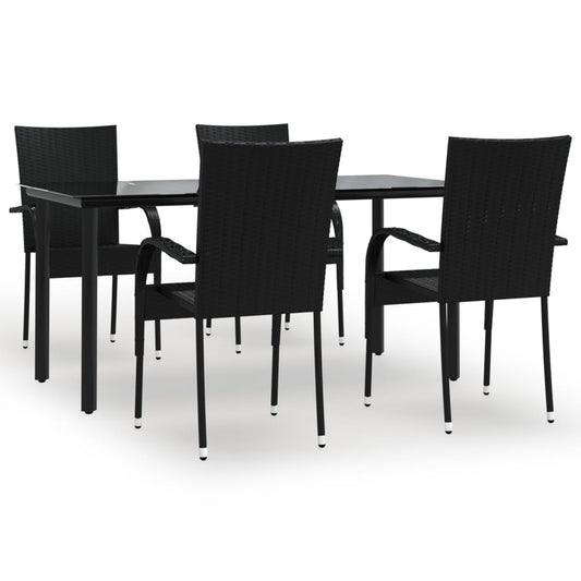 5 Piece Garden Dining Set Black Poly Rattan 5 Piece Garden Dining Set Black Poly Rattan
