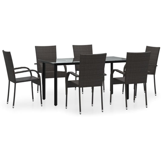 7 Piece Garden Dining Set Brown Poly Rattan 7 Piece Garden Dining Set Brown Poly Rattan