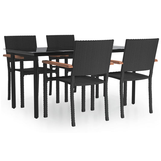 5 Piece Garden Dining Set Black Poly Rattan 5 Piece Garden Dining Set Black Poly Rattan