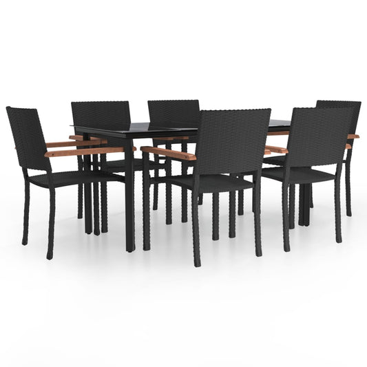 7 Piece Garden Dining Set Black Poly Rattan 7 Piece Garden Dining Set Black Poly Rattan