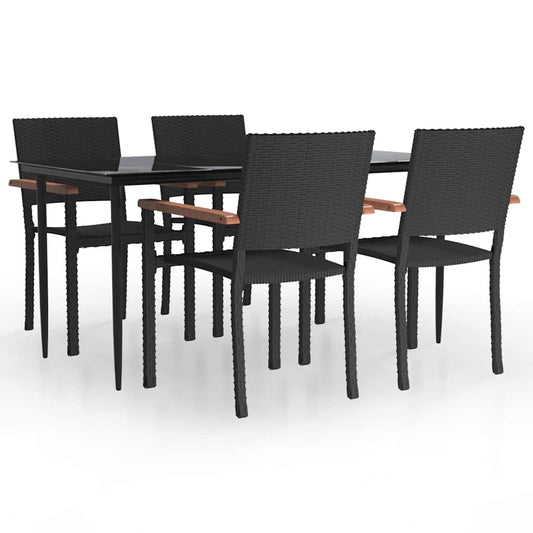 5 Piece Garden Dining Set Black Poly Rattan 5 Piece Garden Dining Set Black Poly Rattan