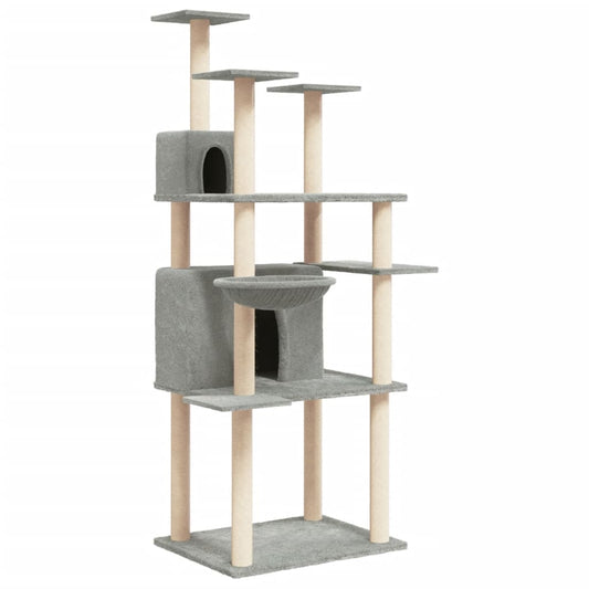 Cat Tree with Sisal Scratching Posts Light Grey 166 cm Cat Tree with Sisal Scratching Posts Light Grey 166 cm