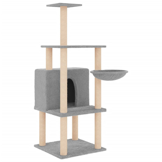 Cat Tree with Sisal Scratching Posts Light Grey 132 cm Cat Tree with Sisal Scratching Posts Light Grey 132 cm