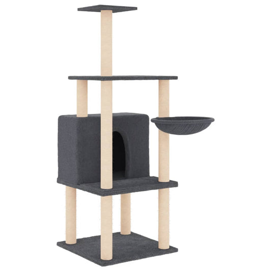 Cat Tree with Sisal Scratching Posts Dark Grey 132 cm Cat Tree with Sisal Scratching Posts Dark Grey 132 cm