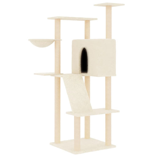 Cat Tree with Sisal Scratching Posts Cream 143 cm Cat Tree with Sisal Scratching Posts Cream 143 cm